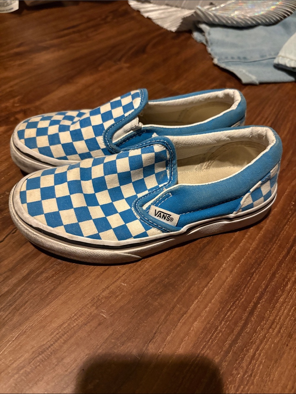 Vans Kids Slip-On Checkerboard Sneakers - Blue & White